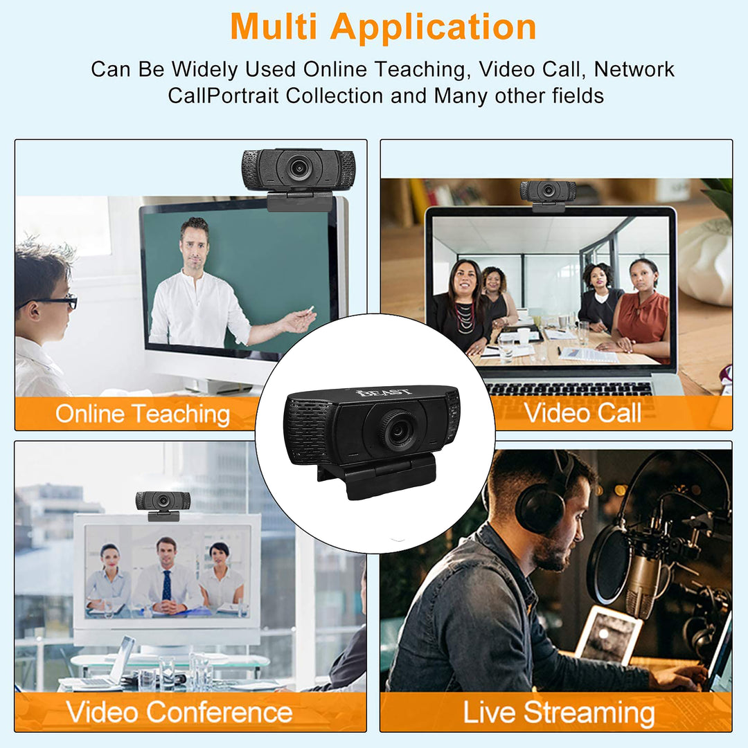 BEAST WEBCAM WITH MICROPHONE 1080P HD STREAMING USB